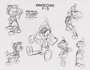 Pinocchio, 1940 Disney Studio Artist Studio di personaggio Stampa su carta © Disney