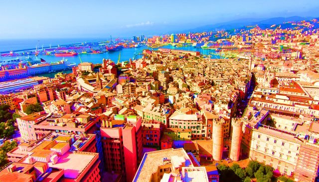 genova dall'alto in versione fluo
