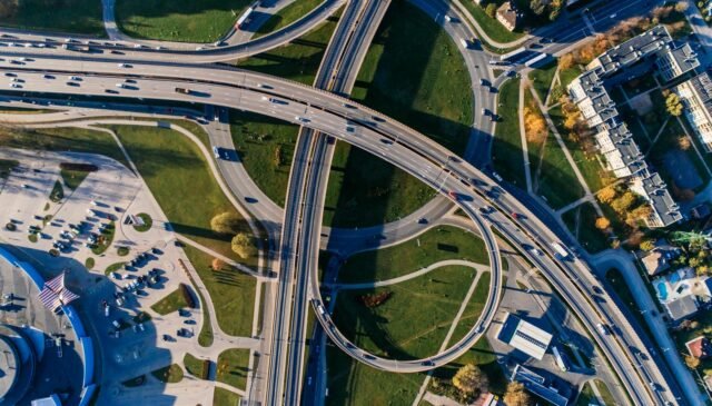 aerial photography of concrete bridge