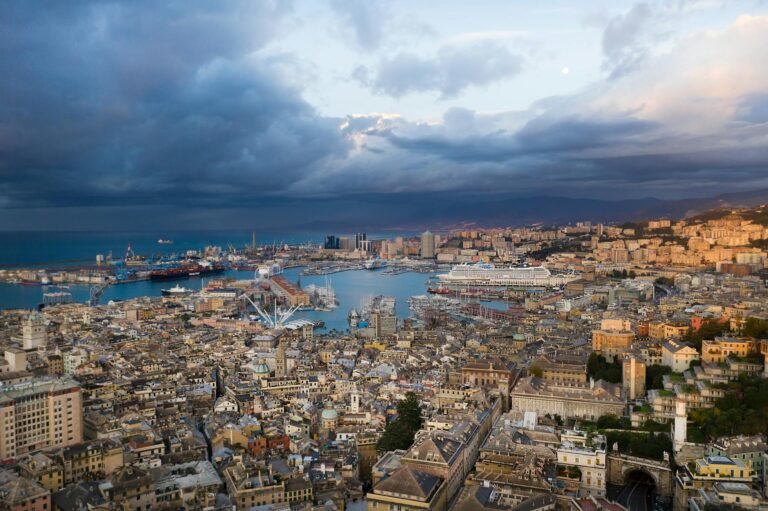 aerial view of city buildings