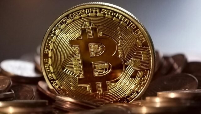 close up view of a golden coin