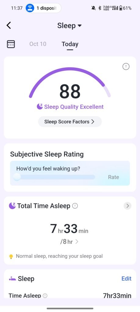 grafico qualità del sonno