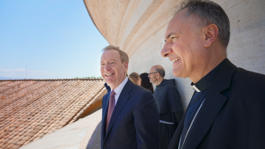 Brad Smith (Microsoft) and Cardinal Mauro Gambetti (Vaticano)