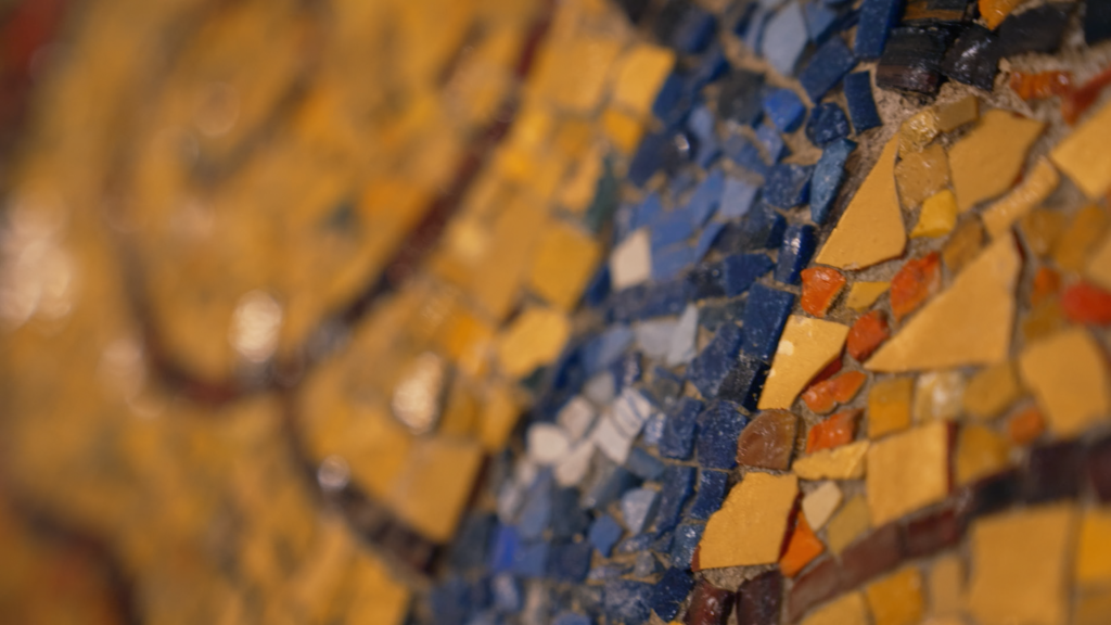 Close up mosaic tile at Basilica di San Pietro