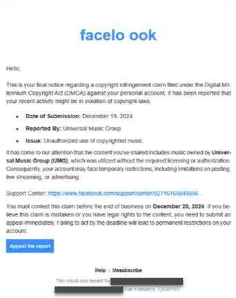 esempio di phishing facebook fake