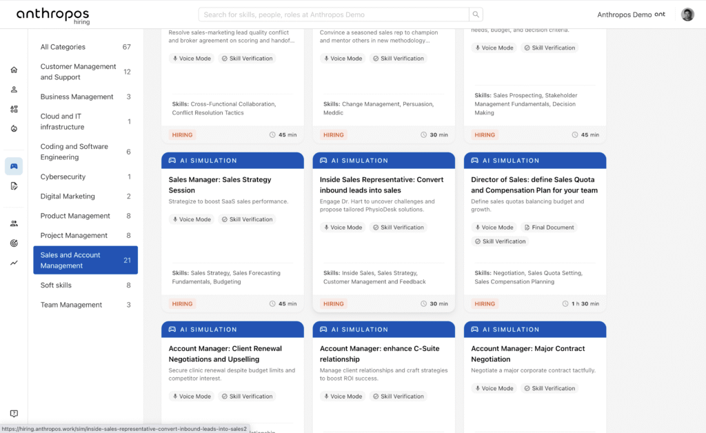 Library delle AI Simulations con esempio di Sales e Customer Management
