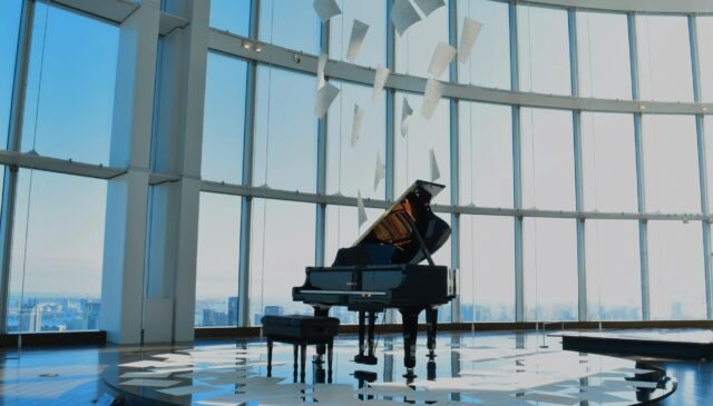 notes flying around piano