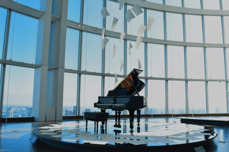 notes flying around piano