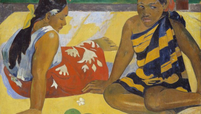 Paul Gauguin, Parau Api (Ci sono novità?), 1892 olio su tela, cm 67 x 92 Dresda, Albertinum, Staatliche Kunstsammlungen © Albertinum | GNM, Staatliche Kunstsammlungen Dresden, Foto: Elke Estel/Hans-Peter Klut