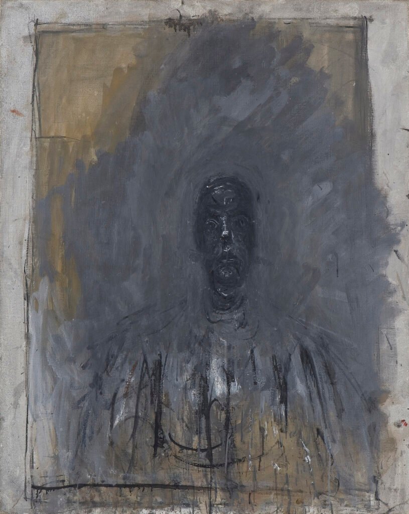 Alberto Giacometti, [Testa nera], 1957-1959 circa olio su tela, cm 81,4 x 65 Parigi, Fondation Giacometti © Alberto Giacometti Estate by SIAE, 2025