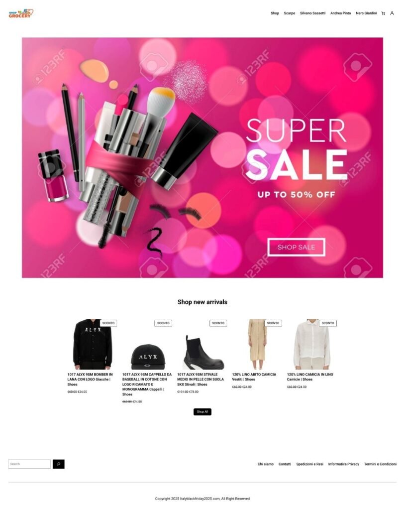 Immagine 2 - Esempio di sito falso italiano per il Black Friday (italyblackfriday2025[.]com)