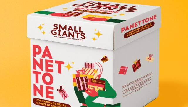 Small Giants decide di scriverne il Natale presentando il suo Panettone artigianale con farina di grillo e gocce di cioccolato fondente.