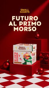 Small Giants decide di scriverne il Natale presentando il suo Panettone artigianale con farina di grillo e gocce di cioccolato fondente.
