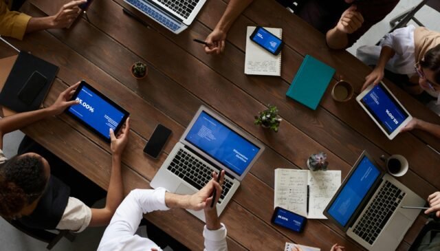 people having business meeting together