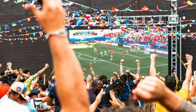 excited crowd watching soccer match in chicago
