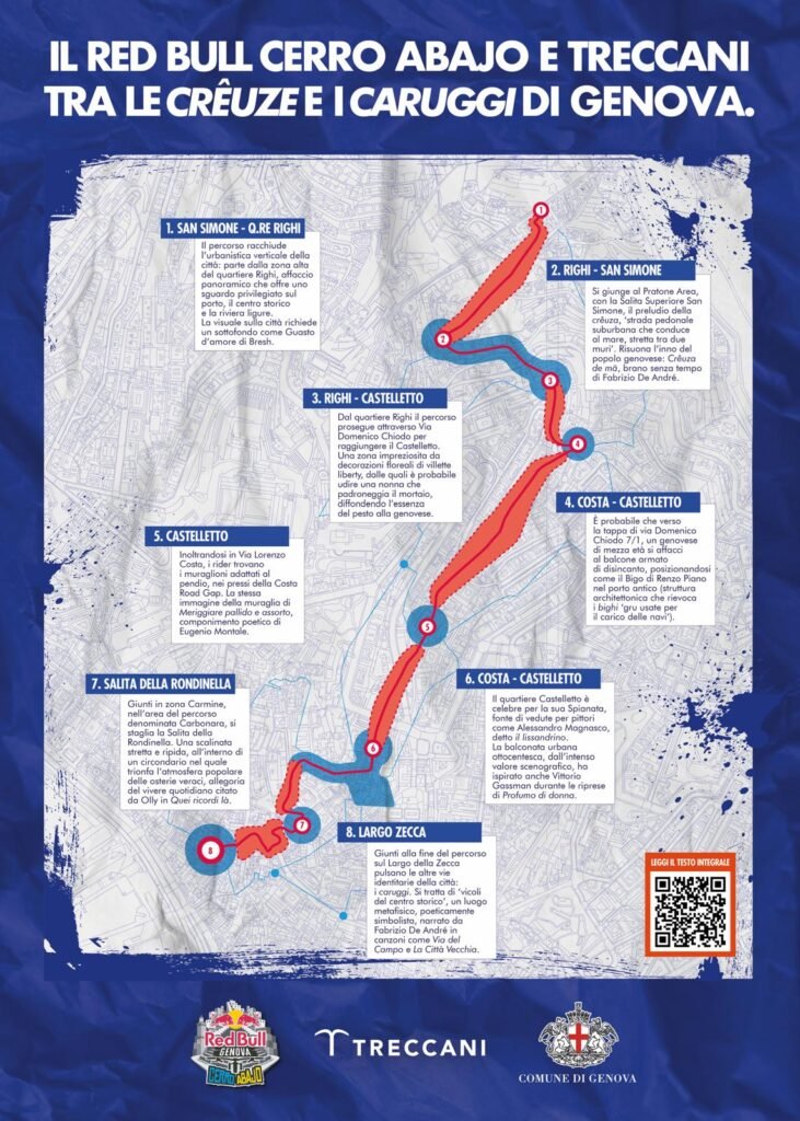 La mappa "culturale" del percorso di Red Bull Genova Cerro Abajo "firmata" Treccani